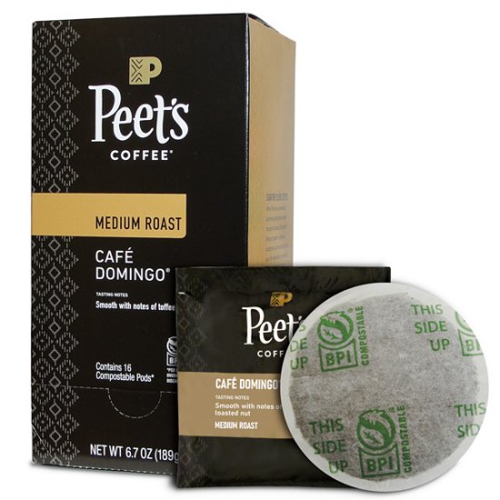 PEET\'S CAFE DOMINGO MEDUIM ROAST 6/16 CT